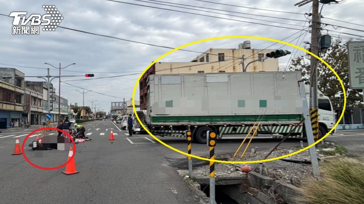 有片/彰化79歲阿公攔腰撞上大貨車 噴飛倒地不治