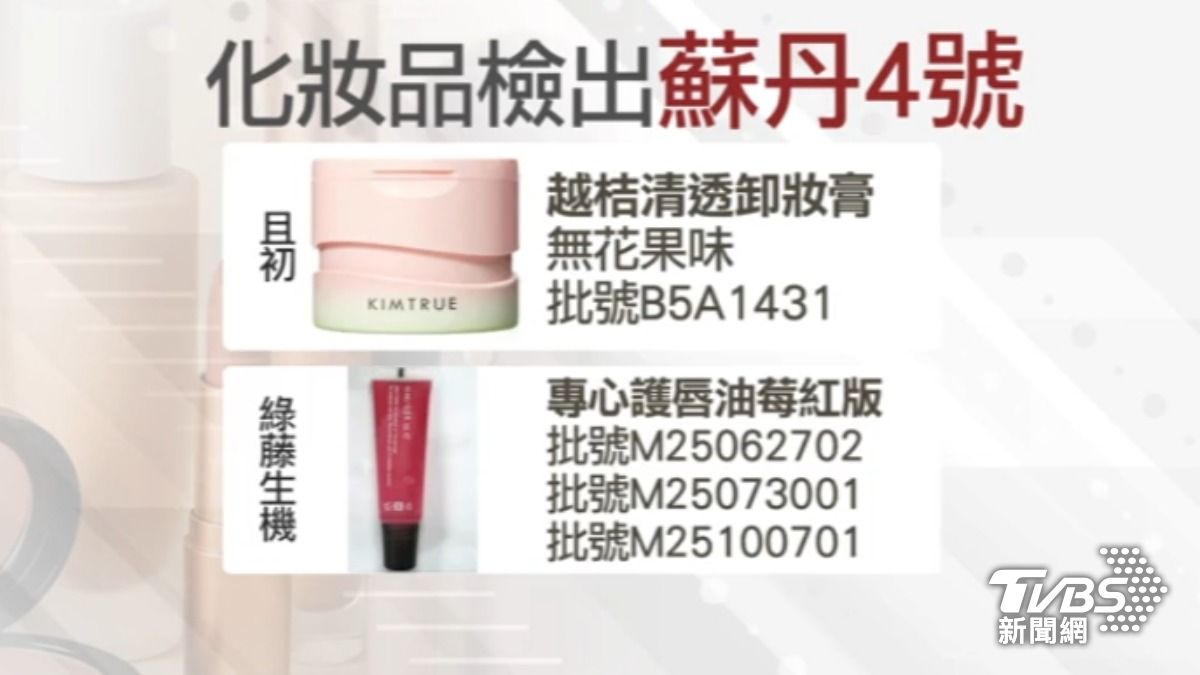 台灣首見化粧品驗出禁用蘇丹色素。(圖/TVBS)