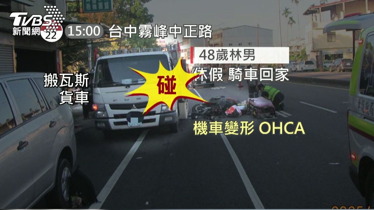 休假返家撞瓦斯車　騎士頭部撕裂亡。(圖／TVBS) 