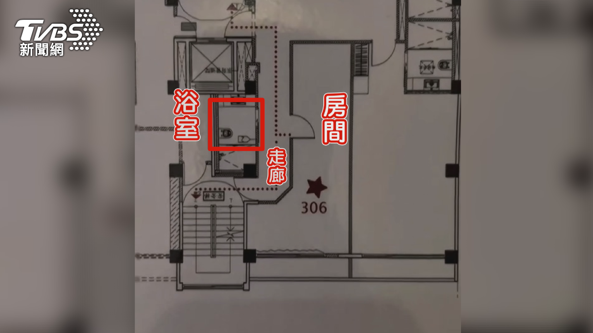 針對這種特殊設計，旅館業者說明，基於空間法規的要求，必須保留通道，而這個浴室確實是專供該房間住客使用的。（圖／周家禾提供）