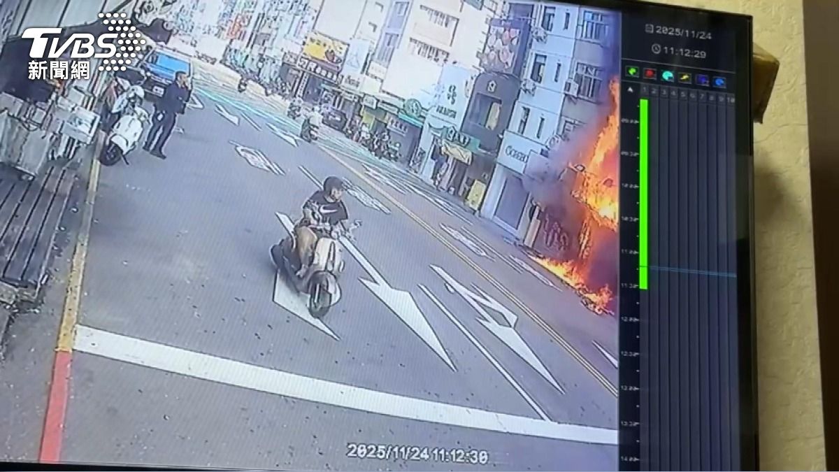 台中逢甲商圈火噬　碩二生三樓驚逃生。(圖／TVBS) 