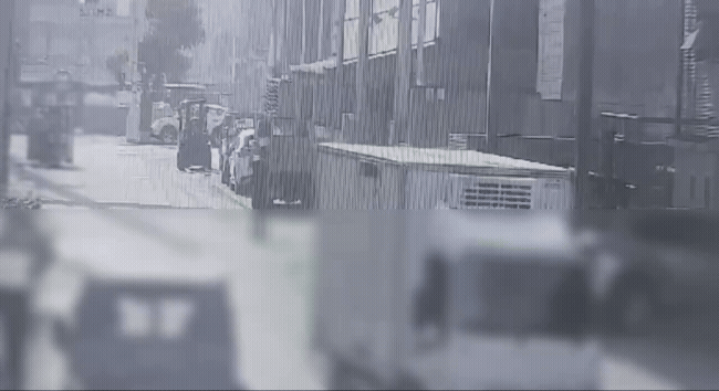 堆高機連人帶車4樓墜落。（圖／TVBS）