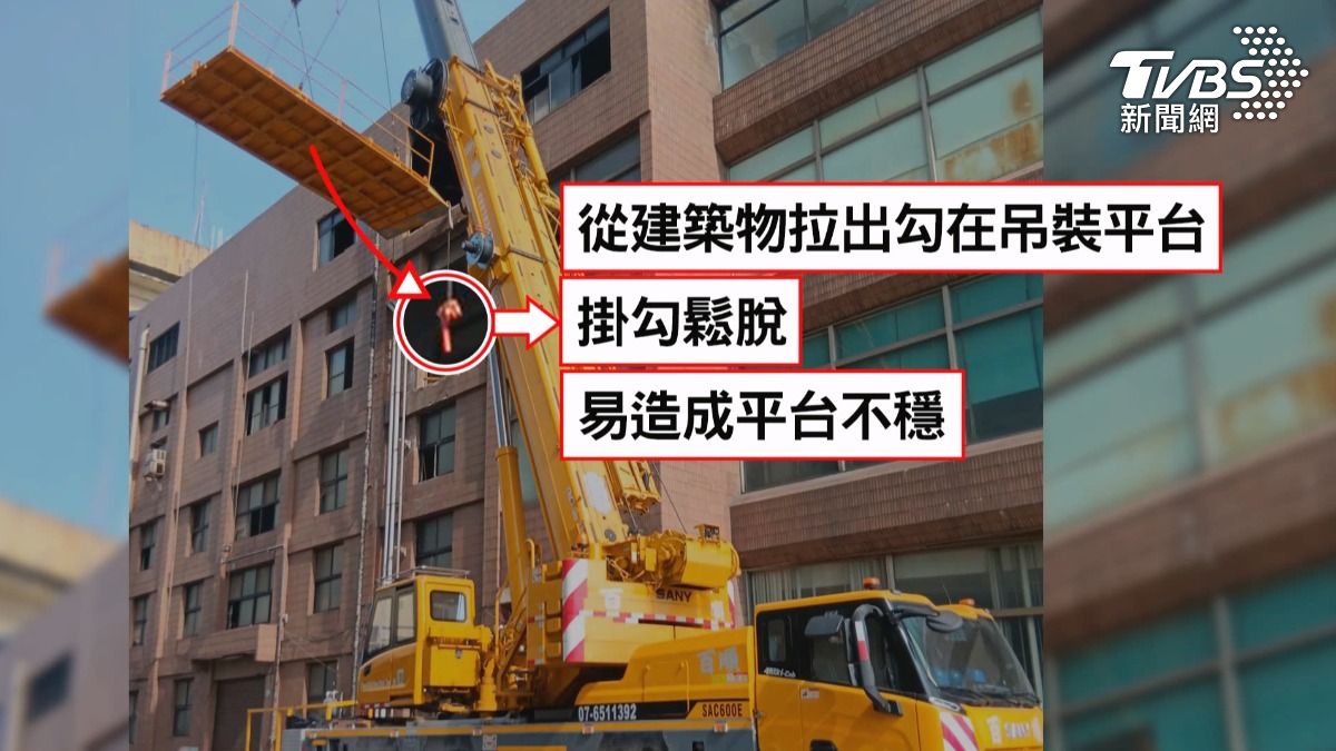 35歲的蘇姓死者僅有2年的堆高機經歷，工作過程沒有戴工程帽、安全繩，加上工程團隊沒有確保掛鉤，層層疏失導致摔落身亡。（圖／TVBS）