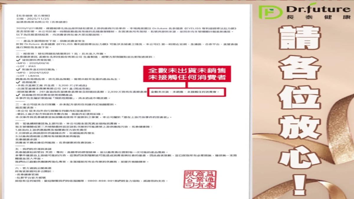 化粧品原料爆出有蘇丹紅，影響到的產品擴大到20項，業者急發公告表示並未流入市面，表示自己也是受害者。（圖／翻攝業者官網）