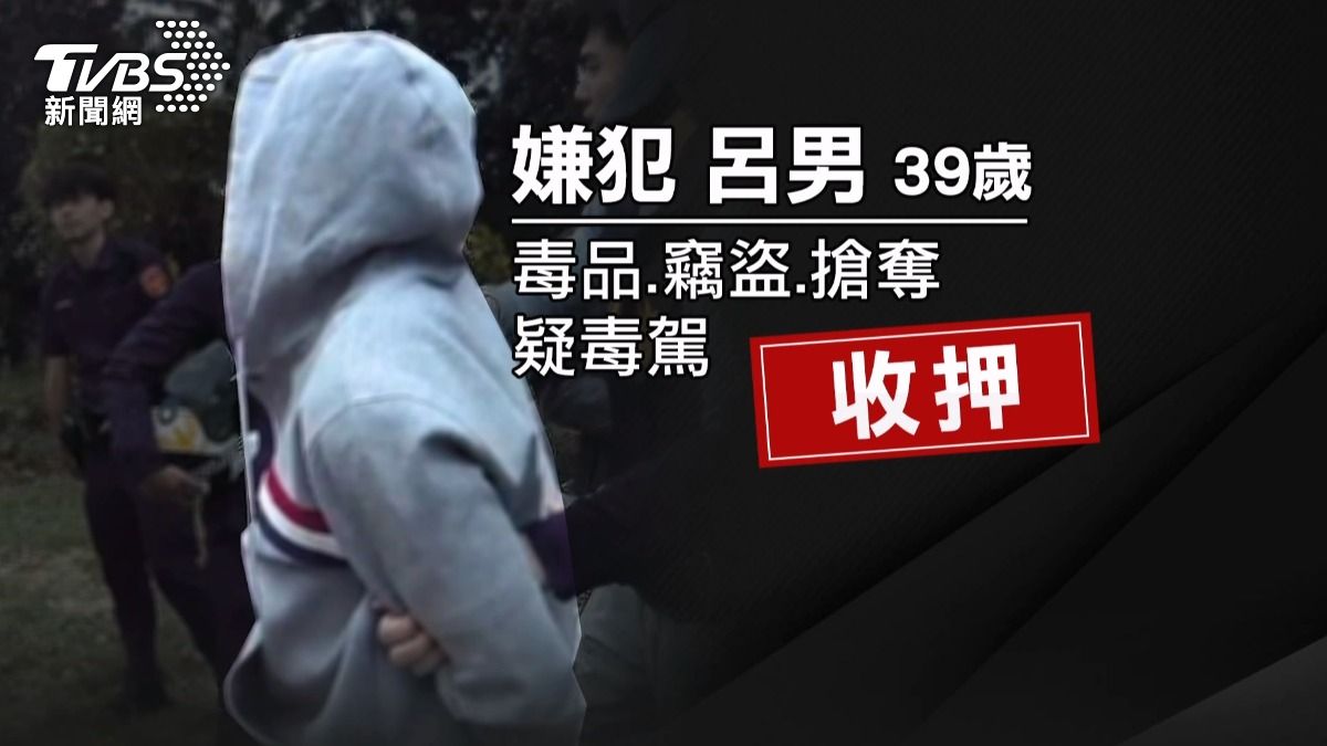 呂姓男子以毒品、竊盜、搶奪等罪嫌偵辦。(圖／TVBS)