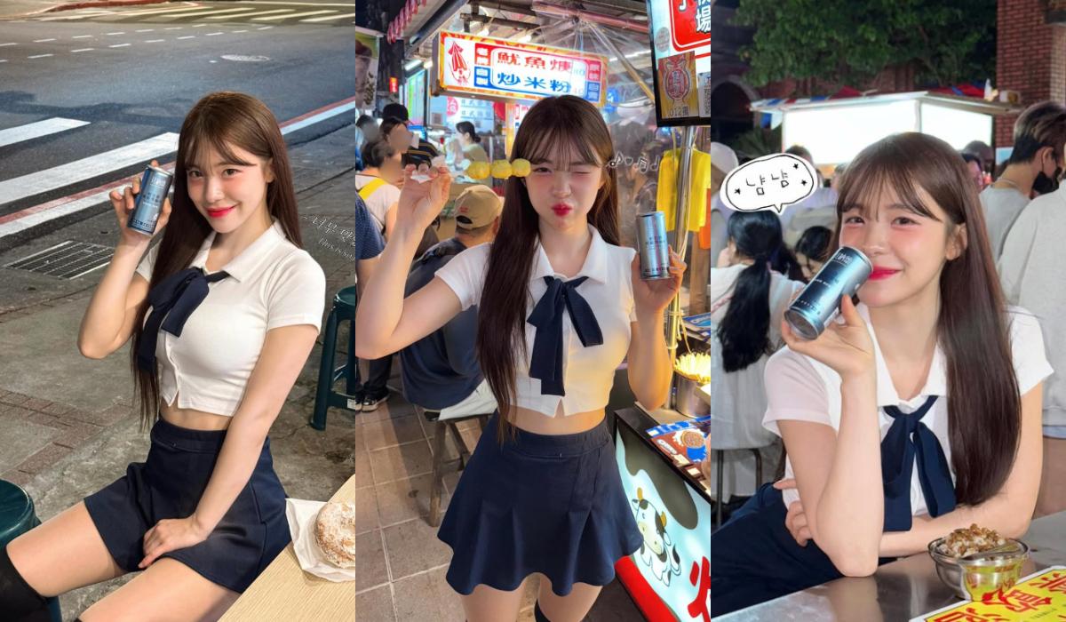 李多慧穿著短版學生服,粉絲直呼太可愛。(圖/le_dahye李多慧IG)