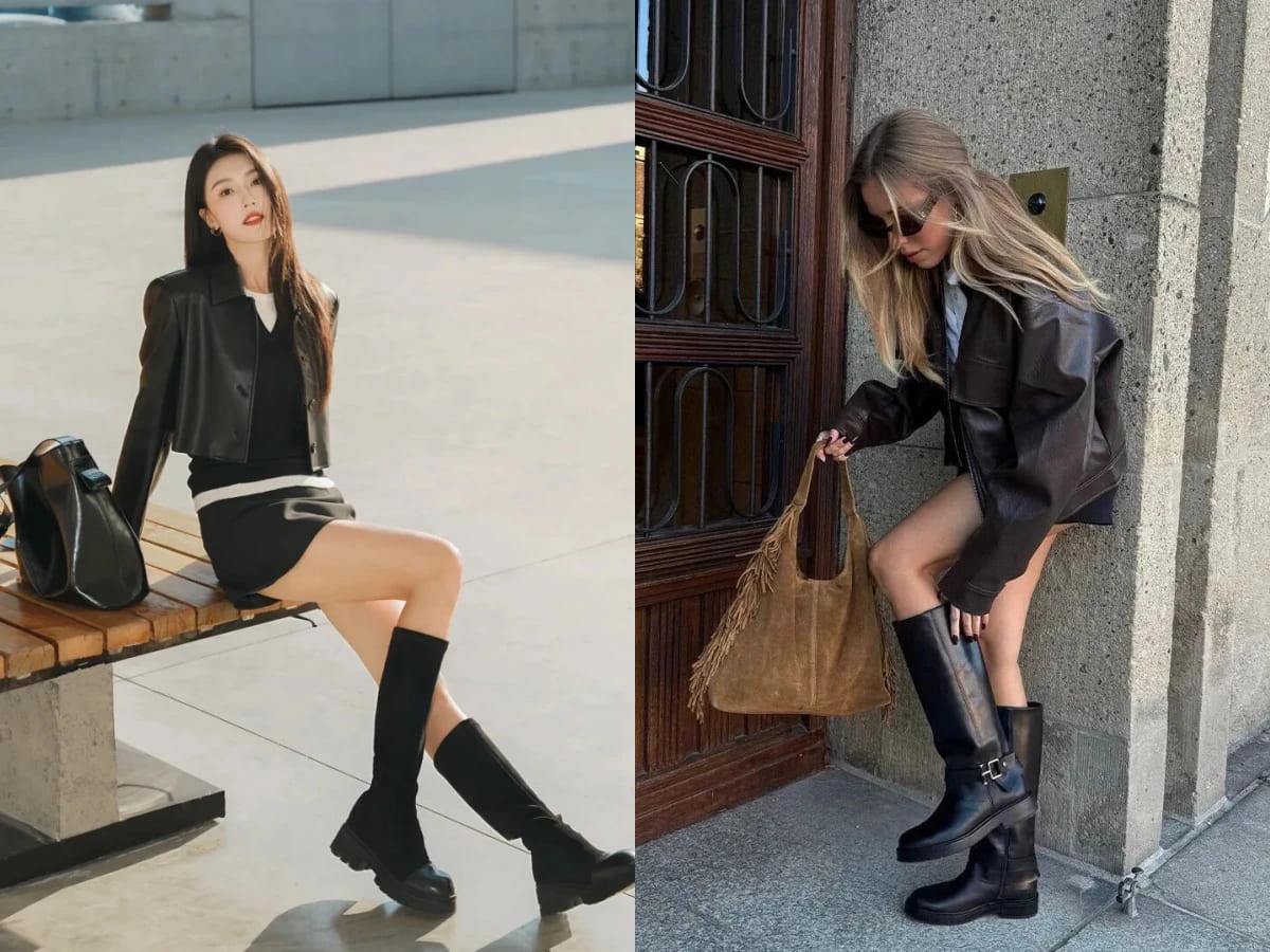 皮衣象徵率性與個性，短裙活動自如，長靴則成為視覺上點綴。（圖／翻攝自小紅書＠是小尹啊）
