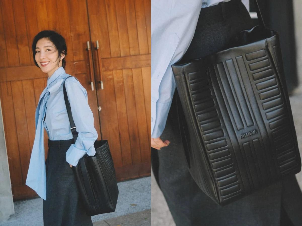 Groove 系列的 Sliding Hobo Bag可以固定在行李箱的把手上。(圖/翻攝自IG@cheryllovel0ve)