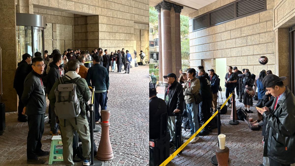 媒體排隊人潮。(圖/謝毅攝)