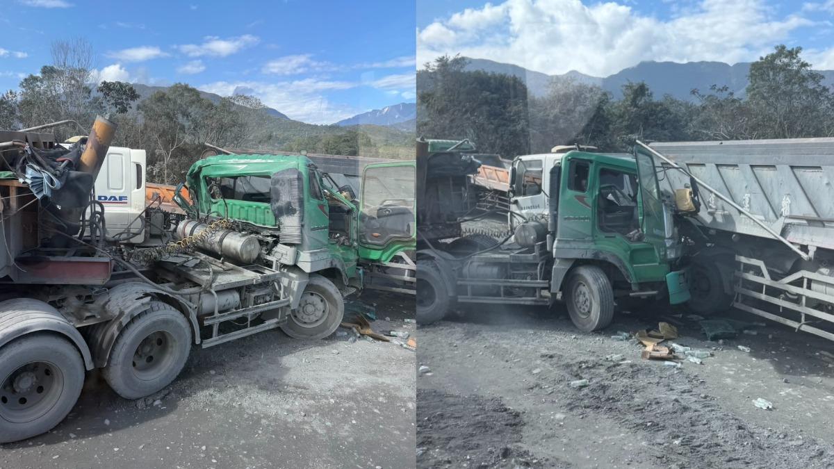 兩輛砂石車發生對撞車禍。(圖/劉先生授權提供)