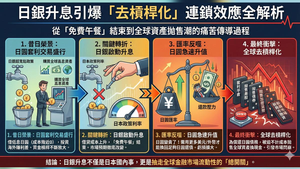 日銀升息恐引爆「去槓桿化」連鎖效應。(圖/AI生成)