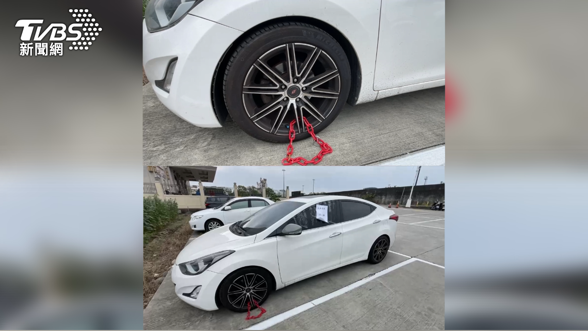 臨停私人地遭鎖車！車主報警求解無用，律師:亂停恐賠錢。（圖／TVBS）
