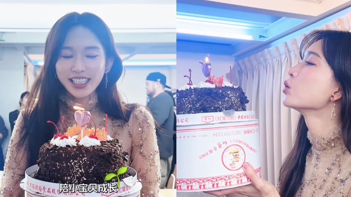 林志玲在鏡頭前邊哭邊許願,狀態依然美得驚人。(圖/翻攝自小紅書)