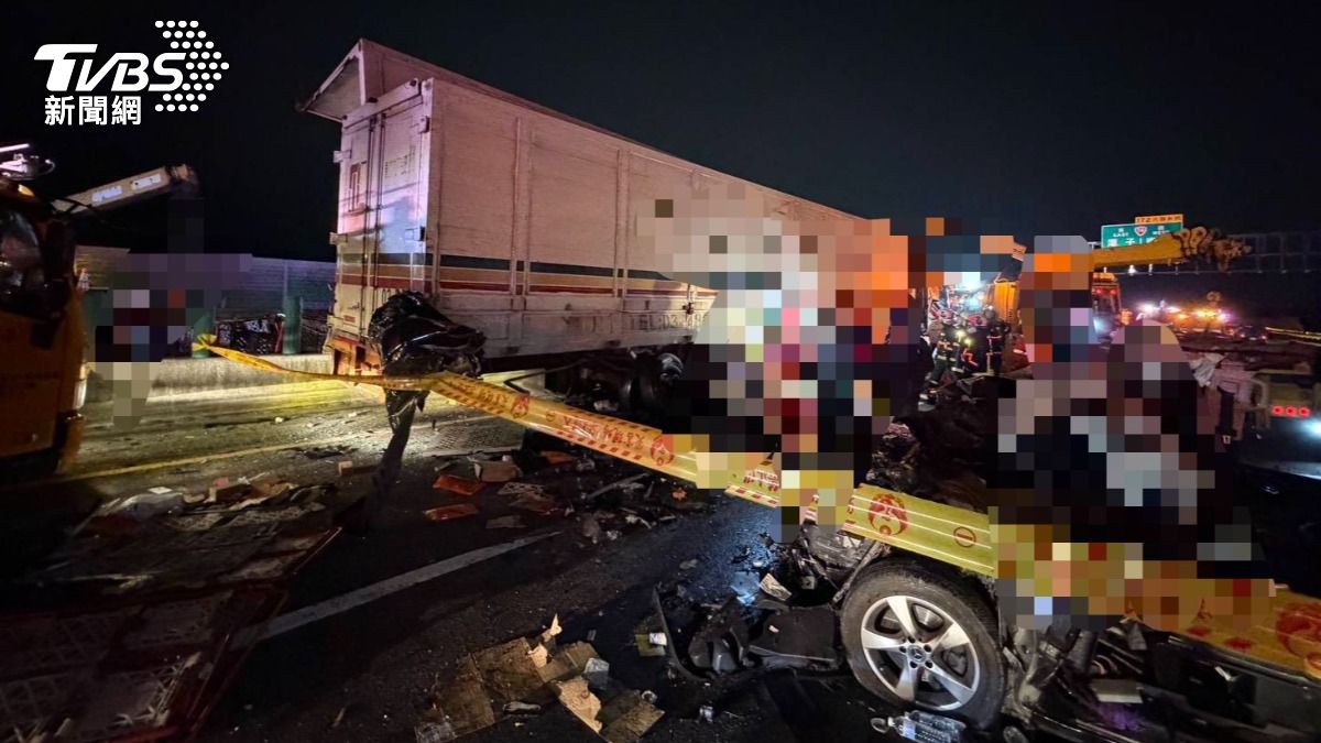 國一車禍1死1命危8傷!機場接送司機斷頸亡 砂石車挨撞反落跑