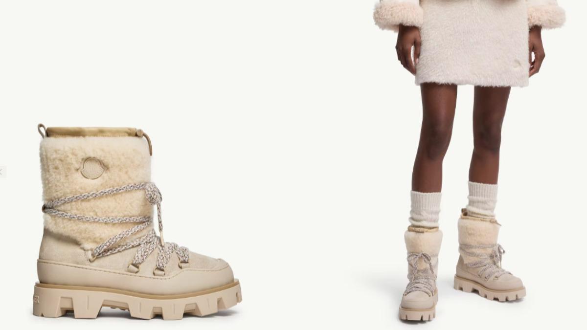 Moncler Peak Après 麂皮及羔羊毛靴子。（圖／Moncler官網）