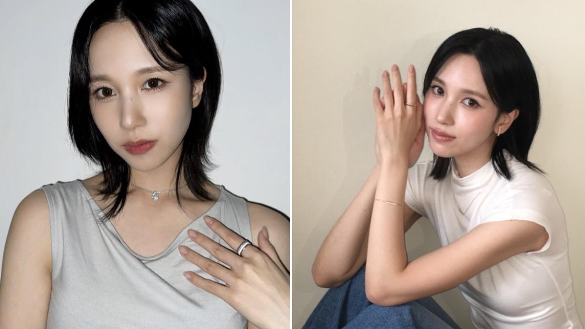 TWICE Mina近期以黑髮層次短髮亮相。（圖／翻攝自Mina IG）