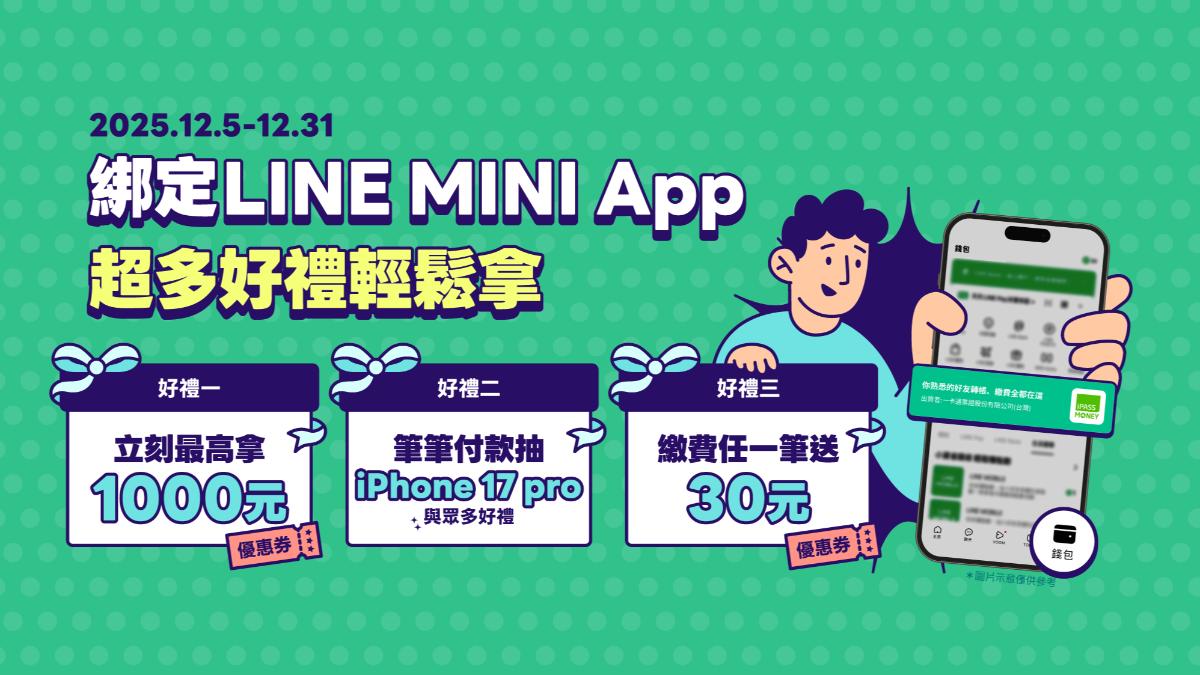 固樁用戶大作戰!一卡通推「LINE MINI App」祭千元優惠券