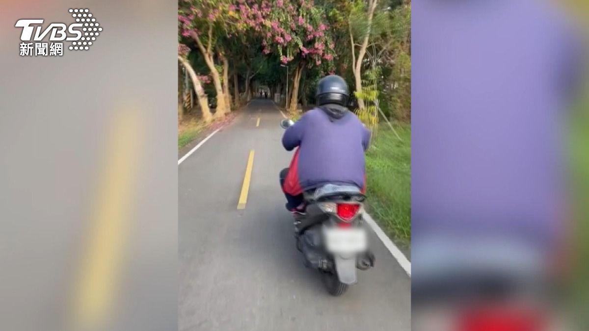 亂騎!台中潭雅神自行車道,機車硬闖爽騎 。(圖/民眾提供)