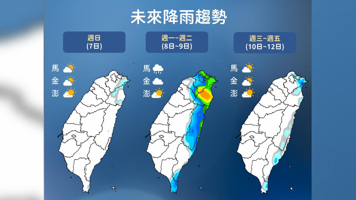 未來降雨趨勢。(圖/中央氣象署)