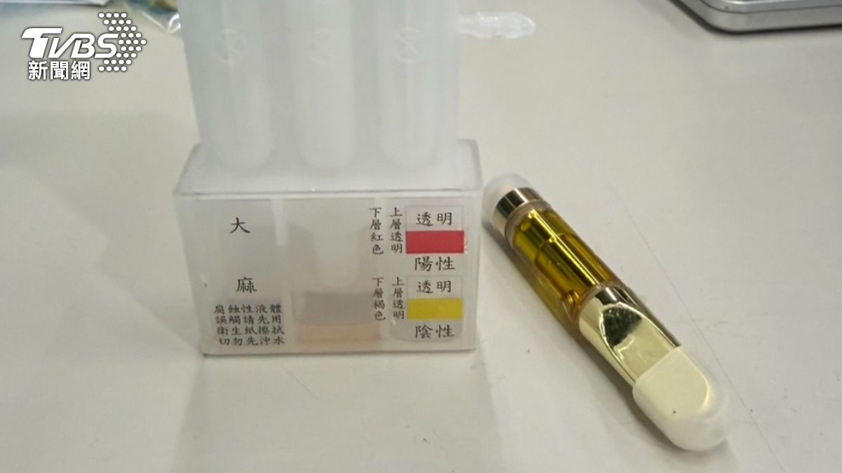 女網紅持有大麻煙彈。(圖/TVBS)
