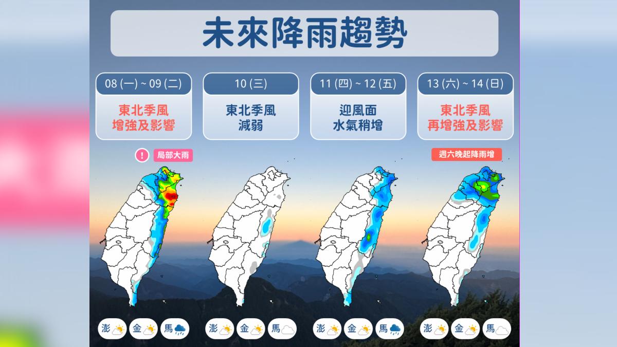 未來降雨趨勢。(圖/氣象署)