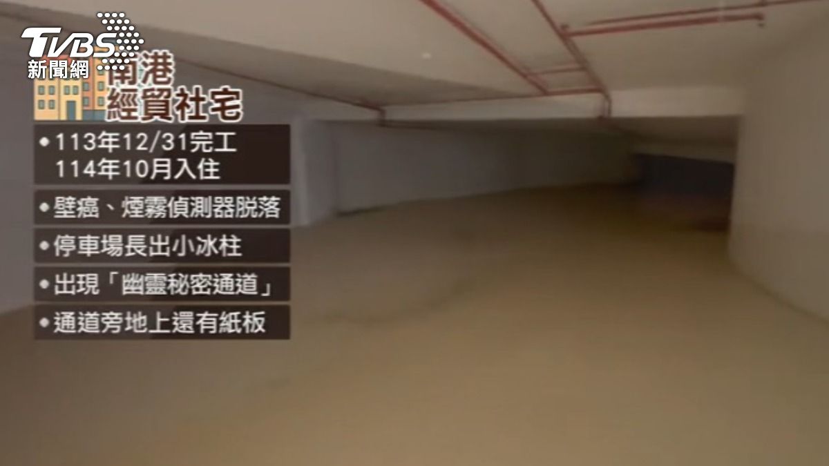 南港經貿社宅,B3地下停車場有神秘空間,議員憂有治安問題。(圖/TVBS)