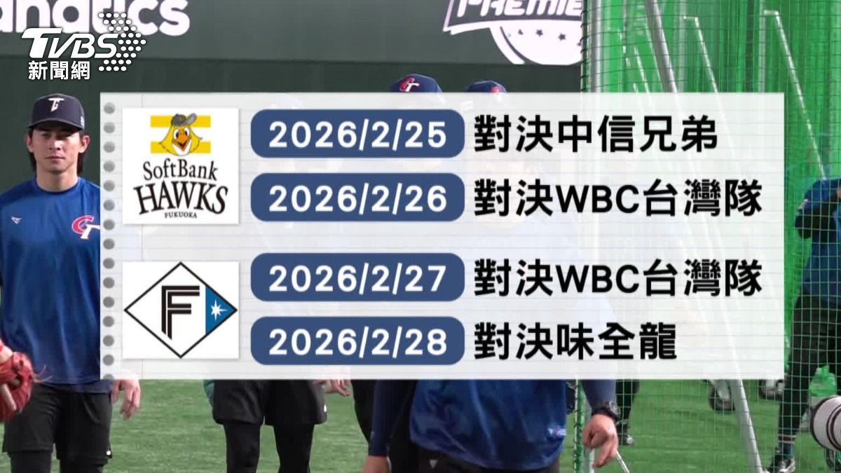 備戰經典賽,明年台灣2月也將先對上日職軟銀以及火腿隊,提前熱身和磨合。(圖/TVBS)