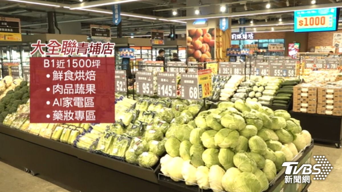 大全聯青埔店將在12月16號正式開幕,鮮食、烘焙、肉品、蔬果齊聚。(圖/TVBS)