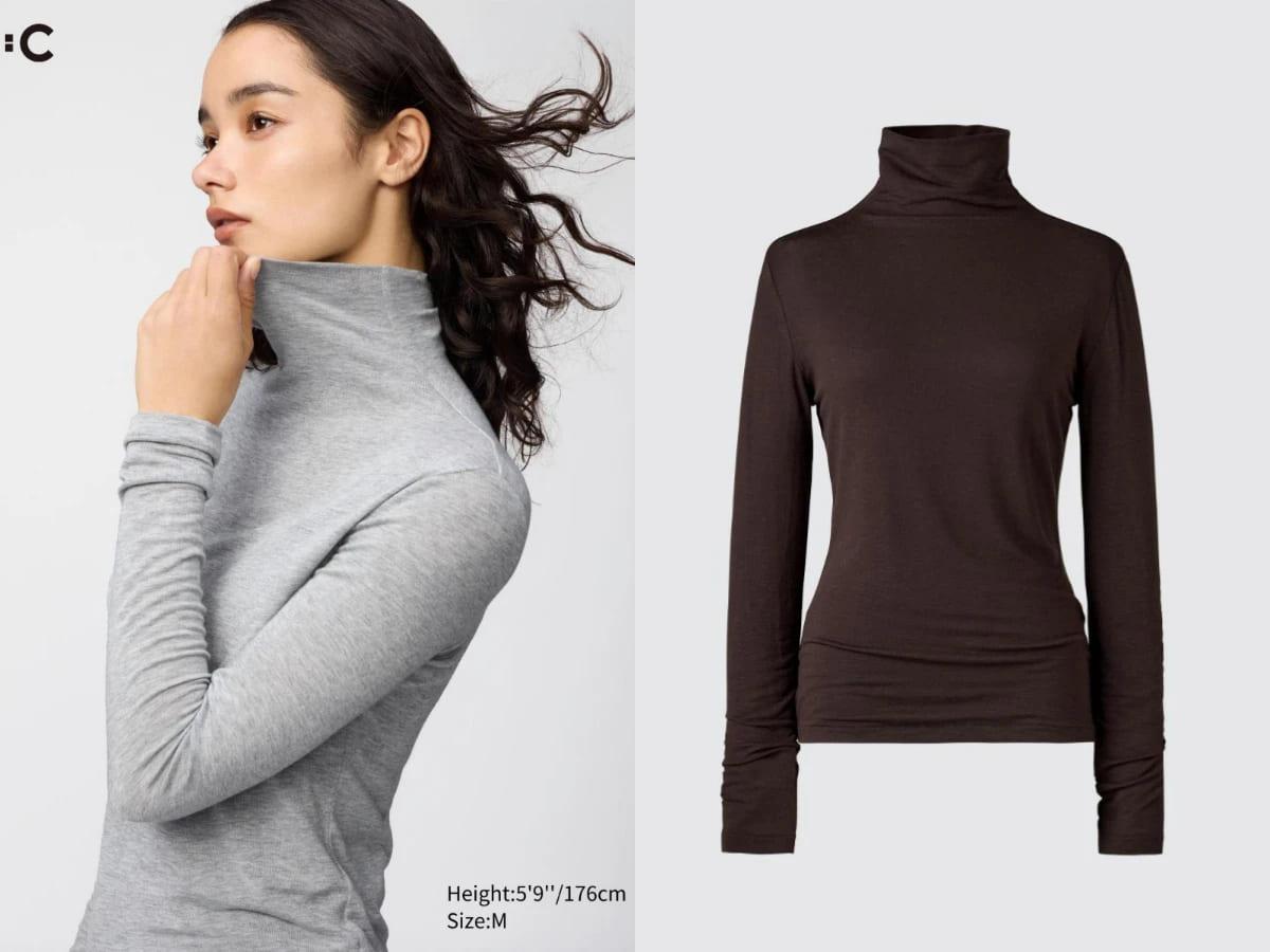 UNIQLO HEATTECH極暖喀什米爾混紡高領T恤，加入 9% 喀什米爾，整體更柔軟貼身。（圖／翻攝自UNIQLO官網）