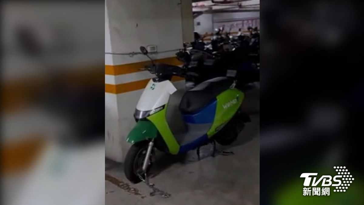 民眾目擊自家社區地下停車場，竟然出現共享機車。（圖片來源／民眾bu611_提供）