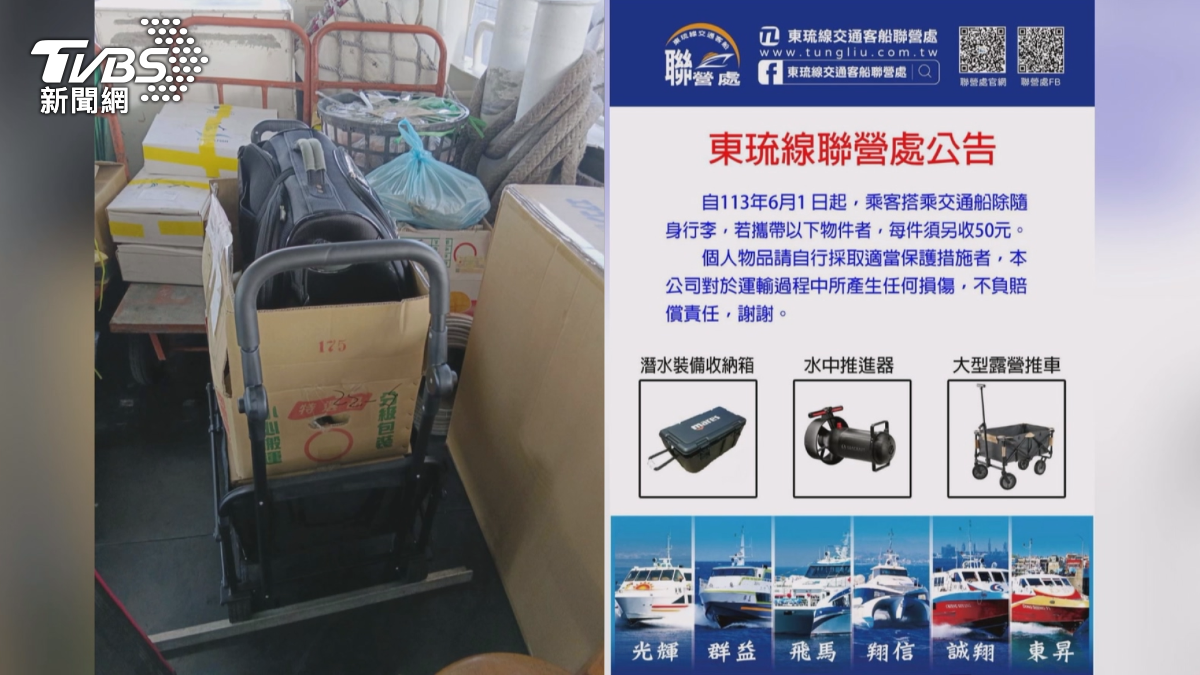 露營推車當行李卻變貨物？乘客不滿搭東琉線被多收50元。（圖／TVBS）