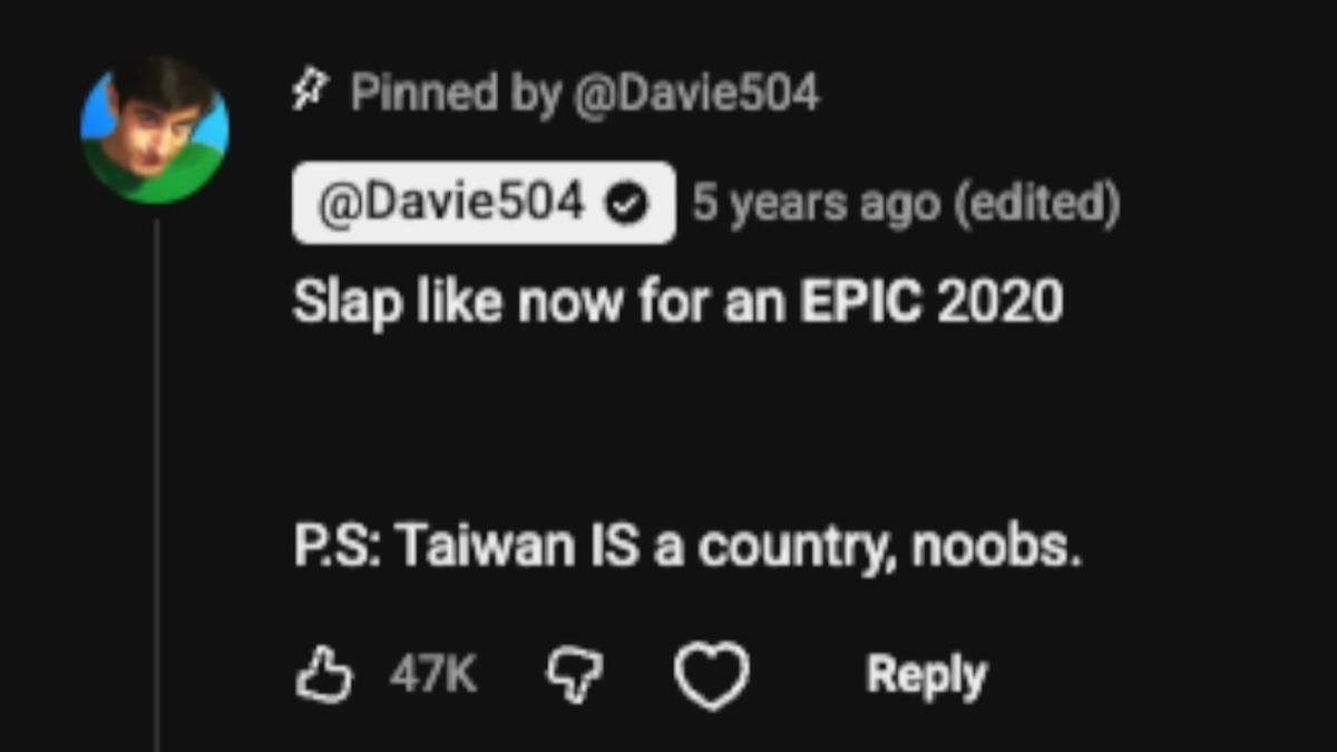 比亞萊寧願放棄百萬元業配酬勞,也不願刪除5年前的台灣是國家的留言。(圖/翻攝自 Davie504)