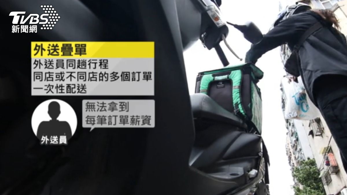 外送員透露疊單無法拿到每筆訂單薪資。(圖/TVBS)
