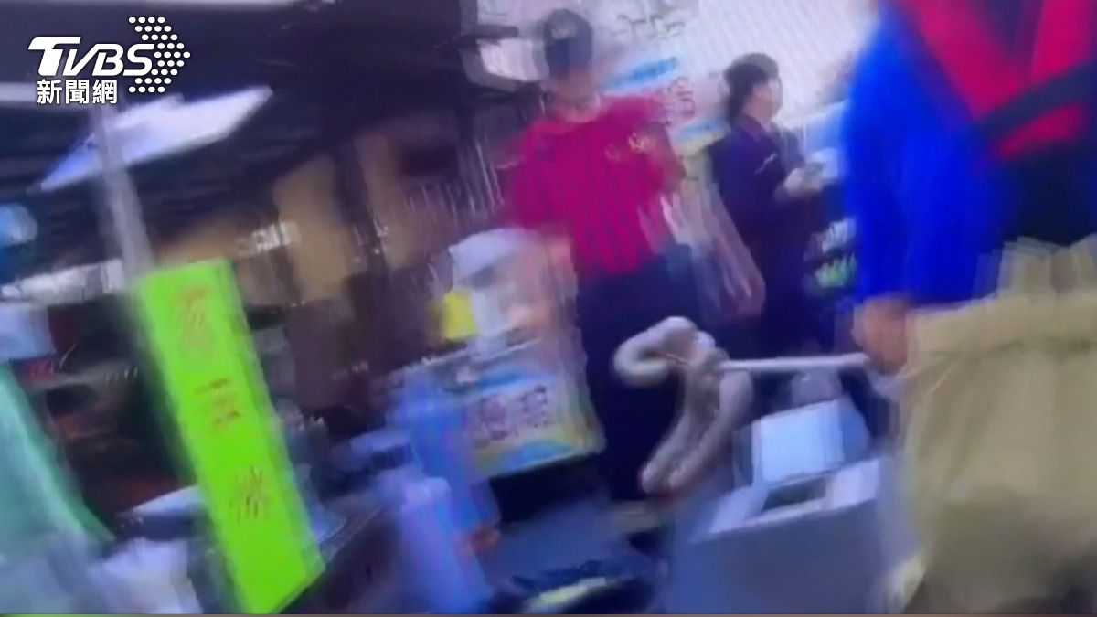 蟒蛇突襲主人 纏脖致頭撞地傷。(圖/TVBS)