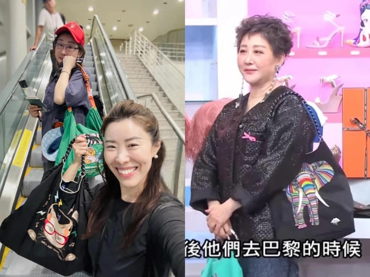 容量大、圖案可愛，是藍心湄日常愛包之一！（圖／翻攝自IG@kimlafayette、YouTube@TVBS女人我最大）