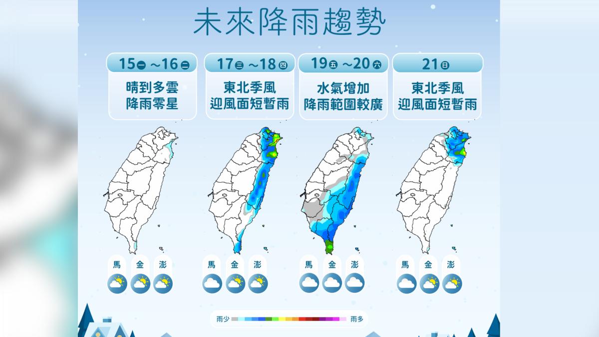 未來降雨趨勢。(圖/氣象署)