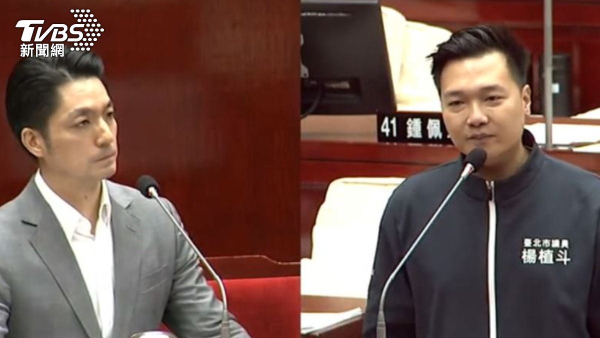 台北市長蔣萬安與台北市議員楊植斗。（圖／TVBS）