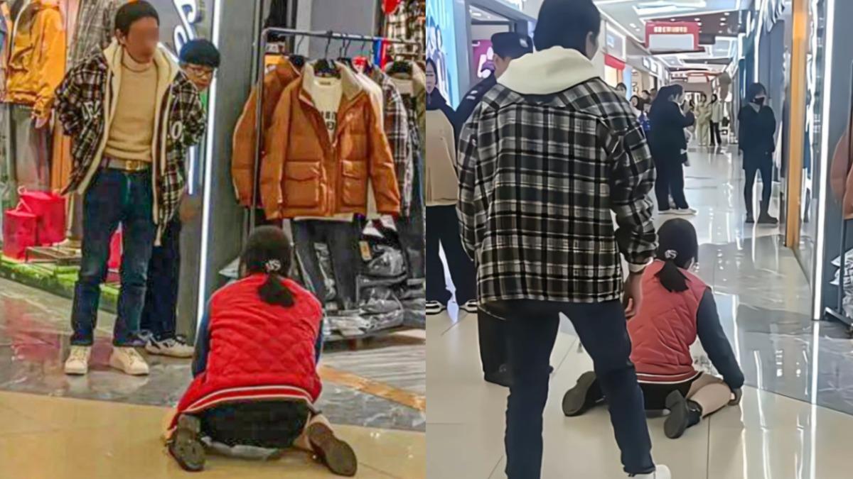 陸女商場當眾下跪畫面瘋傳 疑求尪「幫買羽絨外套」網氣炸