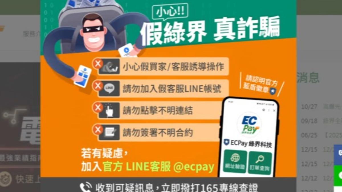 第三方支付官網提醒民眾小心假客服、誘導操作、勿點擊不明連結。(圖/翻攝第三方支付官網)