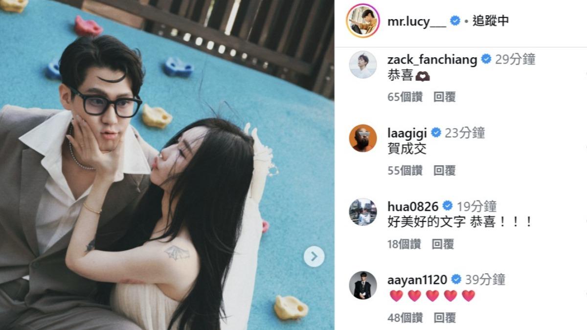 李玉璽、許允樂完婚,范姜彥豐、美麗本人、陳華以及炎亞綸留言祝賀。(圖/翻攝自李玉璽IG)