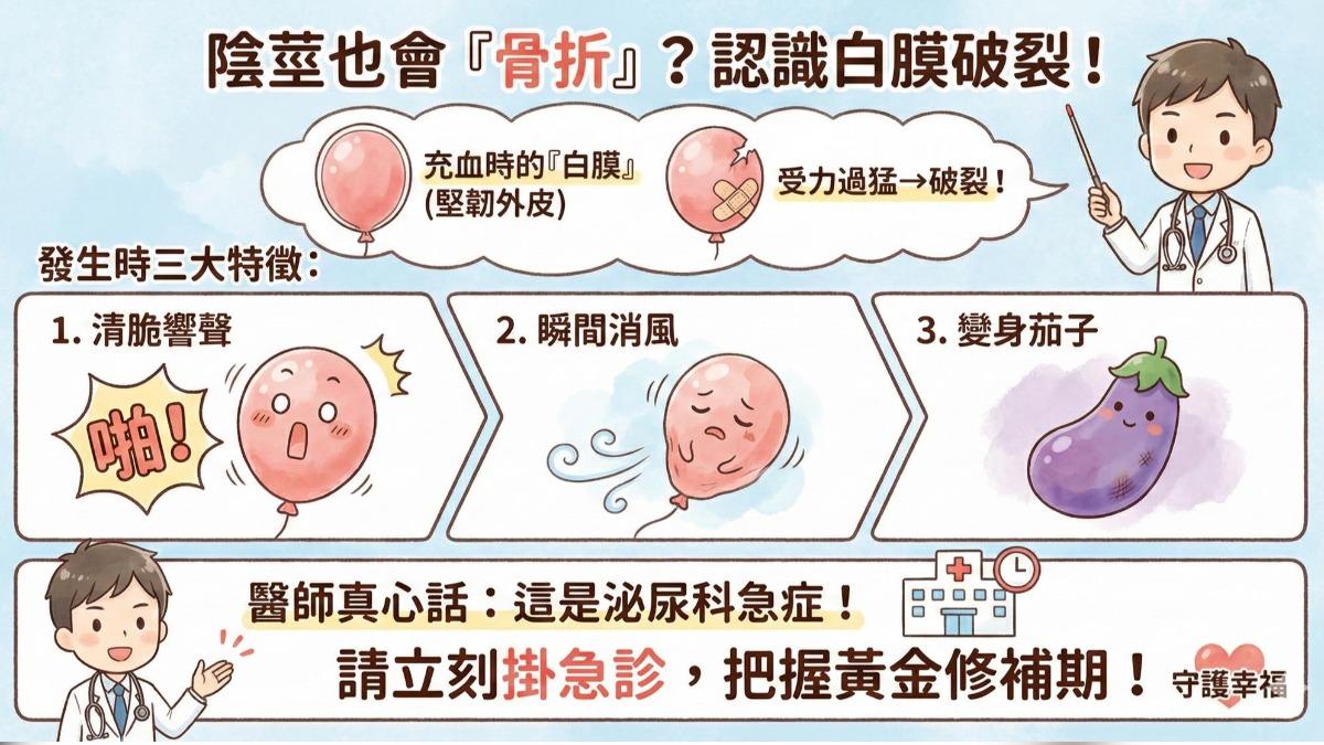愛愛時聽見「啪一聲」GG瞬間消風變紫 陰莖骨折快送醫