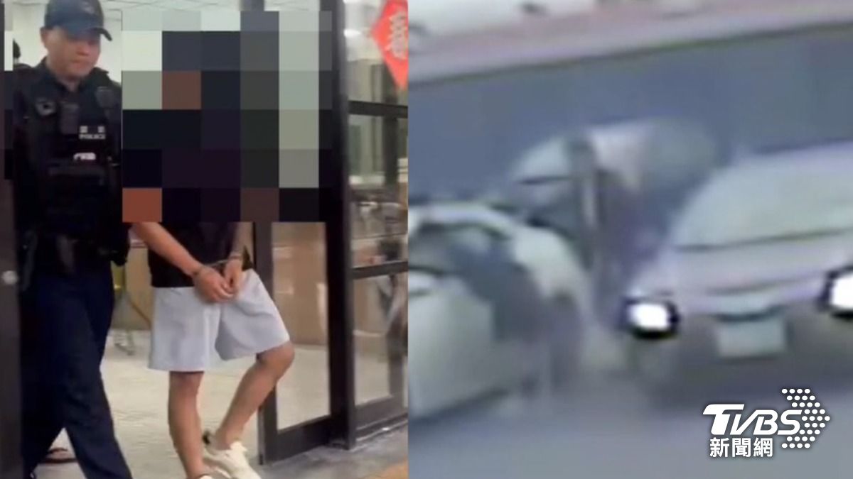 男子在夜市停車場被打,逃到警局想求救,結果卻因車上有毒品被逮。(圖/TVBS)