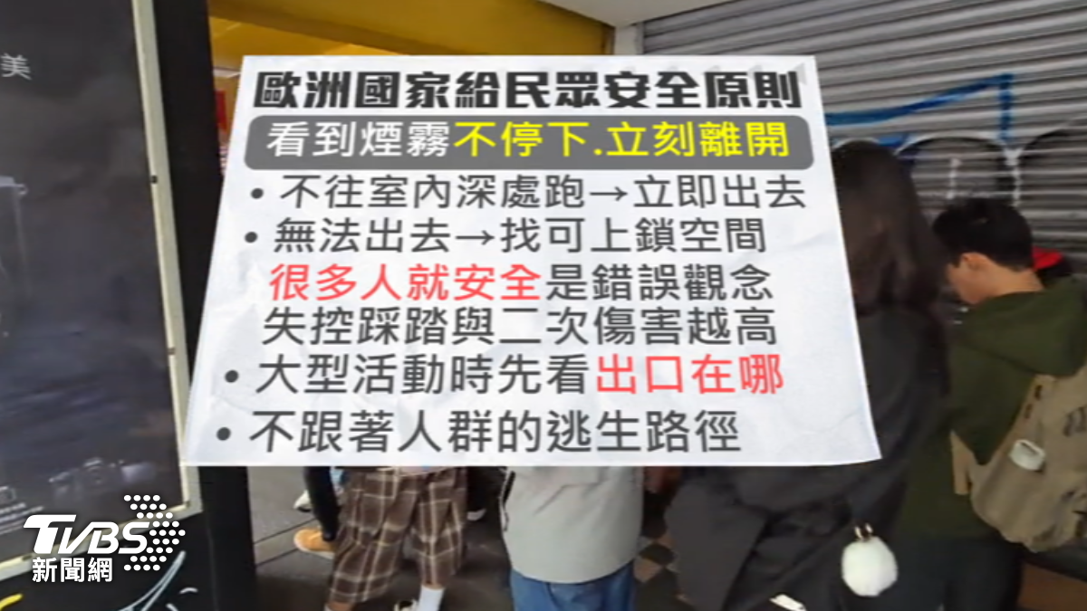 歐洲國家給民眾安全原則，呼籲看到煙霧就要跑。（圖／TVBS）
