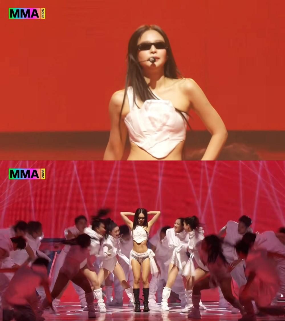 Jennie演出〈like JENNIE〉火力全開。(圖/翻攝自멜론 Melon YouTube)
