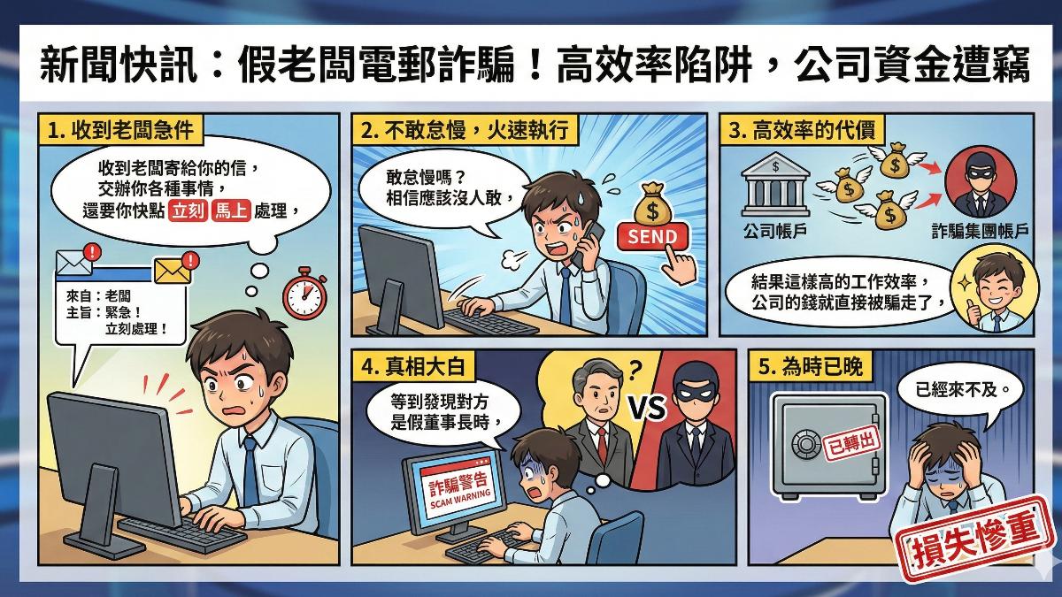 假冒董事長要求員工匯款，近來有中小企業遭詐。（圖／AI）