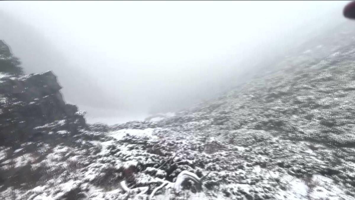 雪霸國家公園初雪降臨!積雪1公分化身銀白世界,山友驚艷。(圖/卡里布灣企業社 馬正輝)