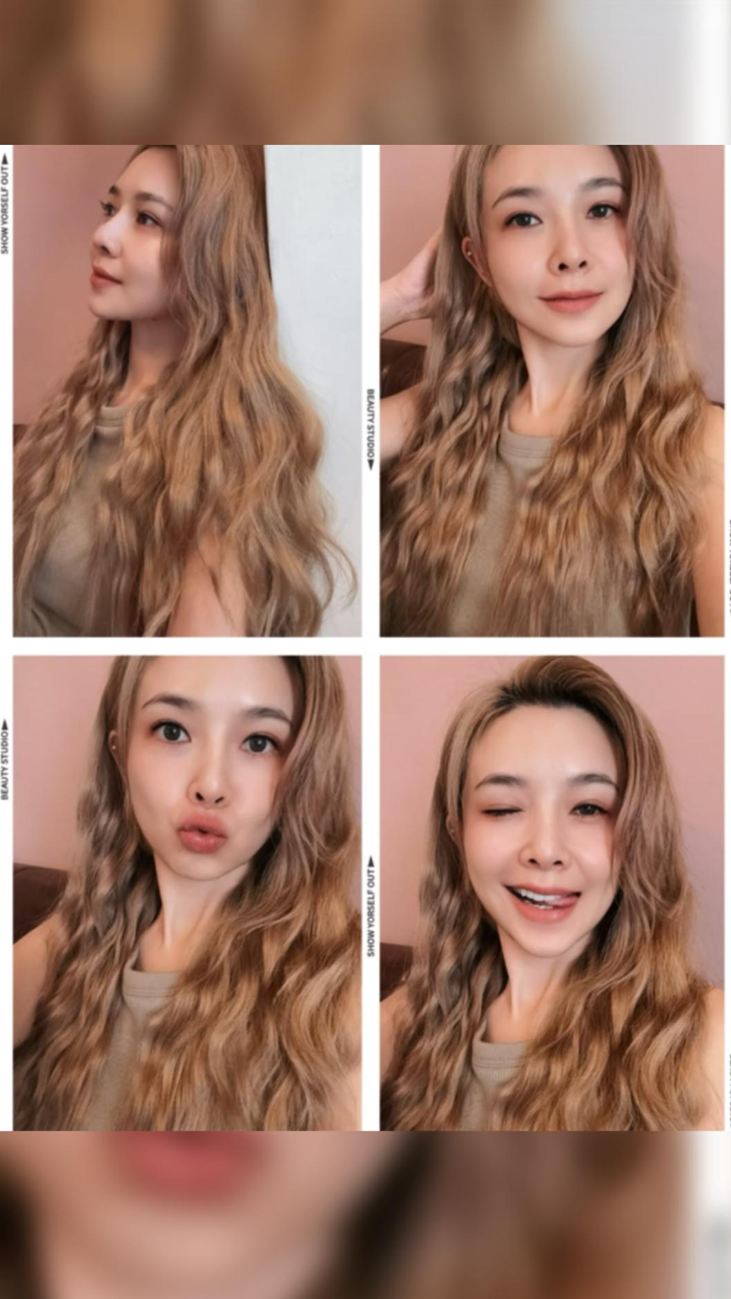 吳婉君頂著一頭奶油米棕色的波浪捲髮對著鏡頭一連拍了四張。(圖/翻攝自Instagram/cocco__wu)