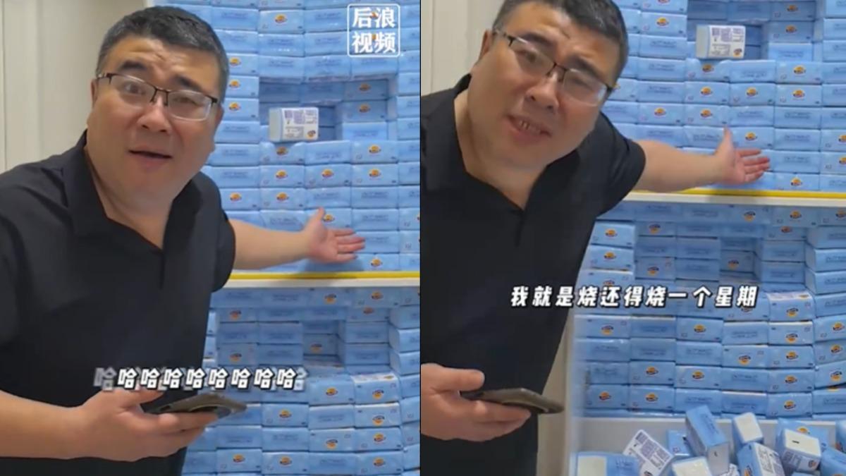 妻狂囤4000多包衛生紙「變一道牆」 陸夫吐槽:得燒一星期