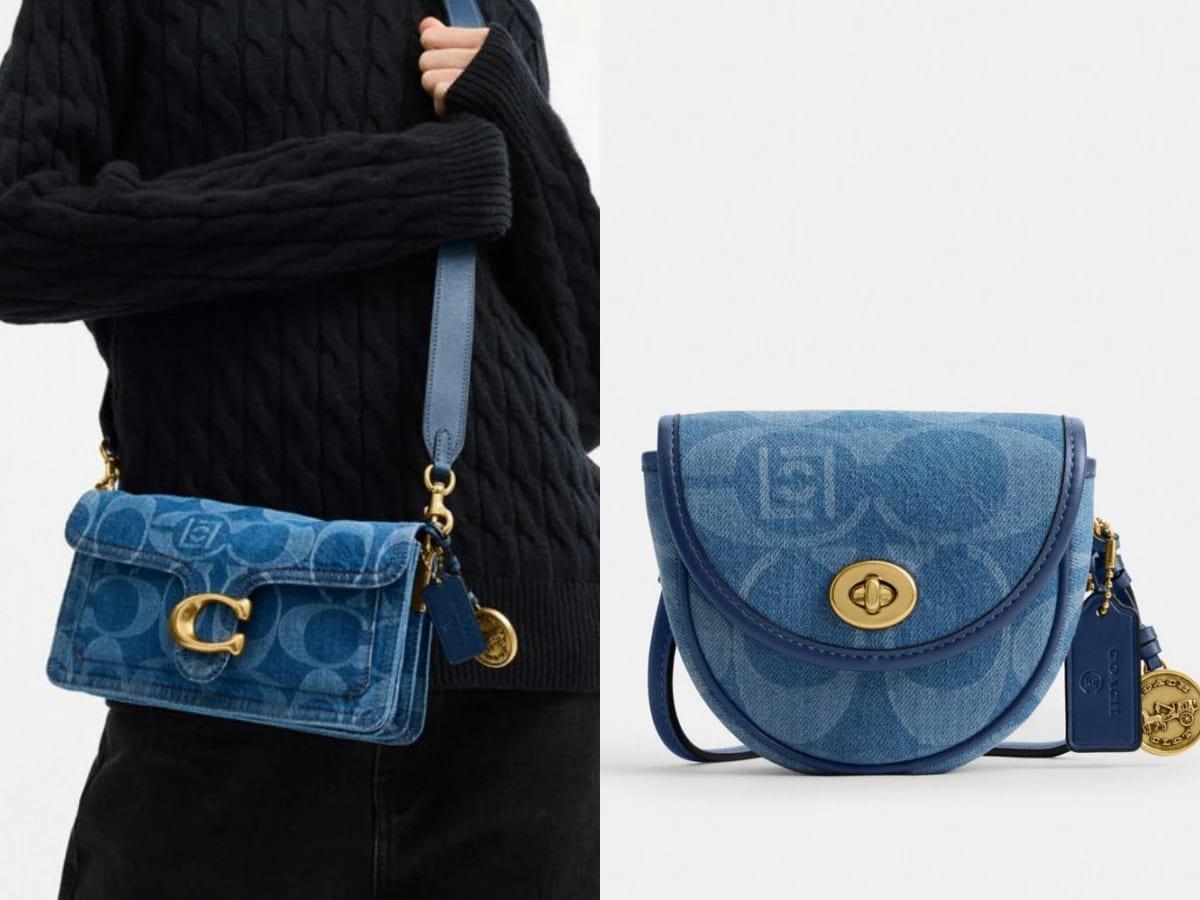 TABBY 26 經典 SIGNATURE 丹寧 COACH CLOT 單肩手袋,NT.18,800 ;COACH CLOT 經典 SIGNATURE 丹寧小掛包,NT.8,500。(圖/翻攝自Coach x CLOT官網)