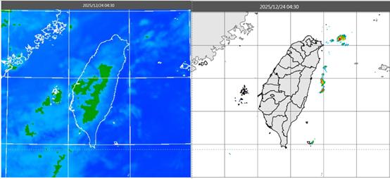 今晨，台灣附近僅出現低雲或霧氣，並無明顯降水回波。（圖／翻攝自洩天機教室）